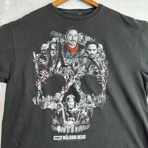 Walking Dead Shirt Mens Large Faded Black Skull Graphic Movie Promo AMC Boxy - Picture 1 of 7